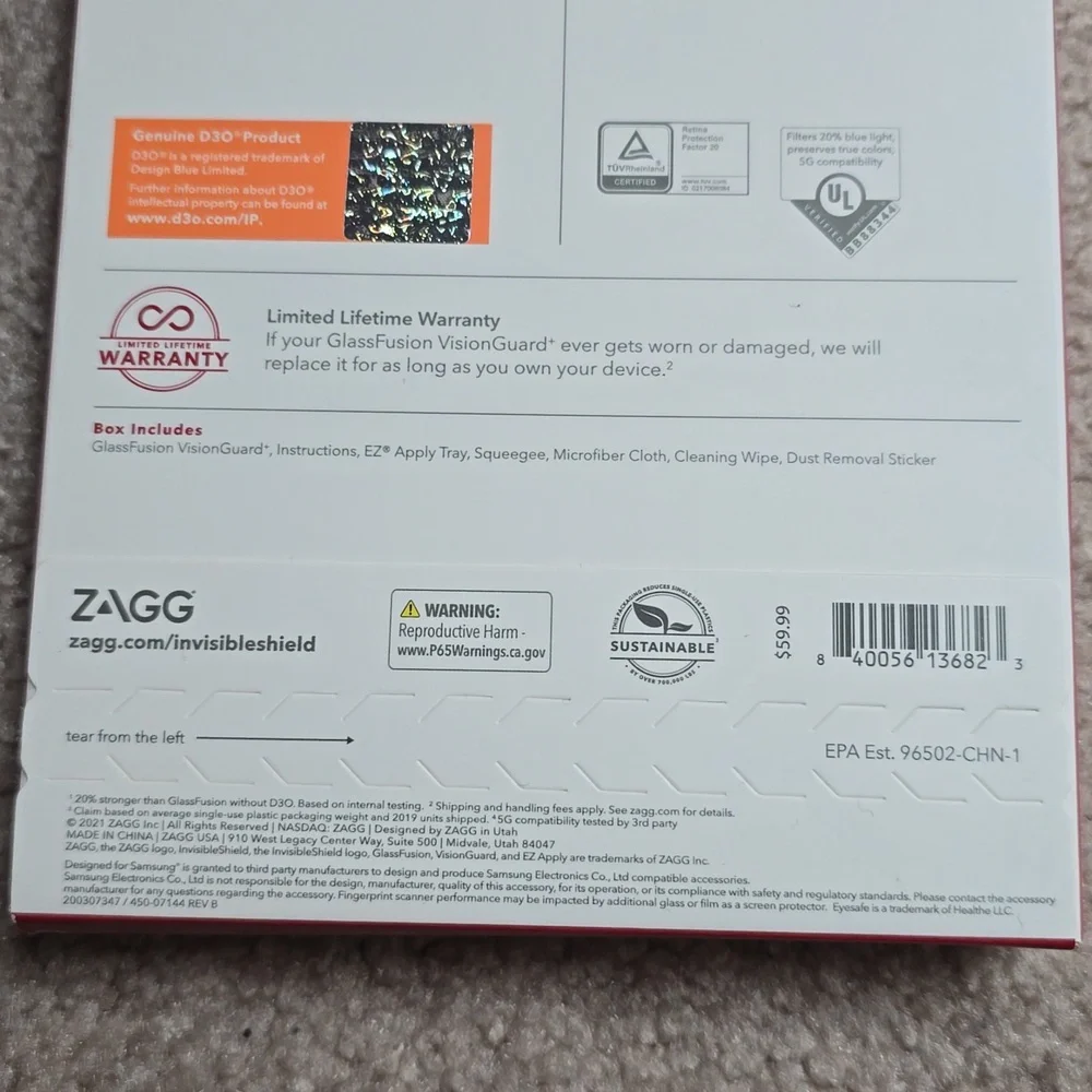 ZAGG Glassfusion Visionguard for Samsung Galaxy S21 Ultra 5G Phone